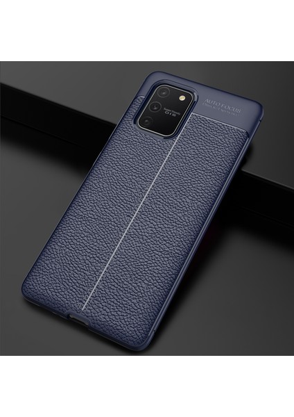Samsung Galaxy A91 Kılıf Deri Dokulu Silikon Lacivert modelleri