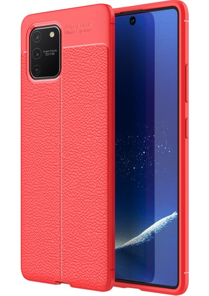 Samsung Galaxy A91 Kılıf Deri Dokulu Silikon Kırmızı fiyatları