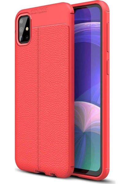 Samsung Galaxy A71 Kılıf Deri Dokulu Silikon Kırmızı