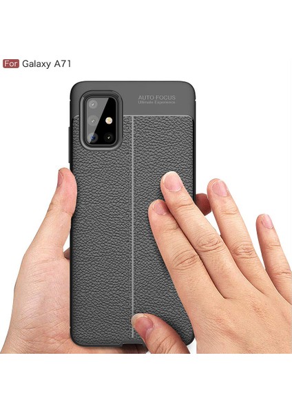 Samsung Galaxy A71 Kılıf Deri Dokulu Silikon Kırmızı