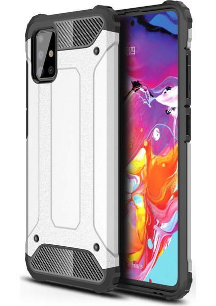 Samsung Galaxy A71 Kılıf Rugged Armor Gümüş