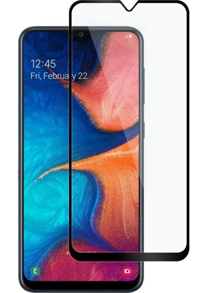 Samsung Galaxy A20e Tam Kaplayan Temperli Cam Ekran Koruyucu Siyah