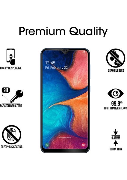 Samsung Galaxy A20e Tam Kaplayan Temperli Cam Ekran Koruyucu Siyah