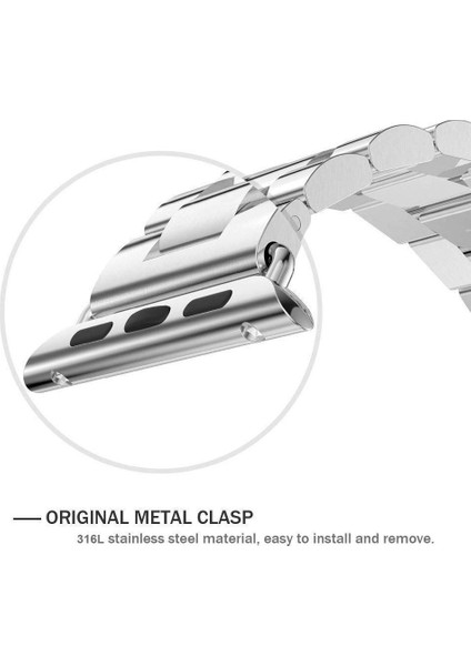 Apple Watch Uyumlu Series 5 44mm Metal Stainless Steel Kordon Gümüş fırsatları