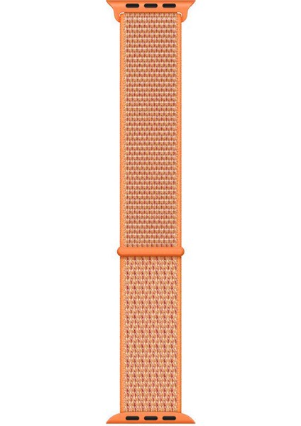 Apple Watch Uyumlu Series 4 44mm Hasırlı Kordon Woven Sport Loop Turuncu