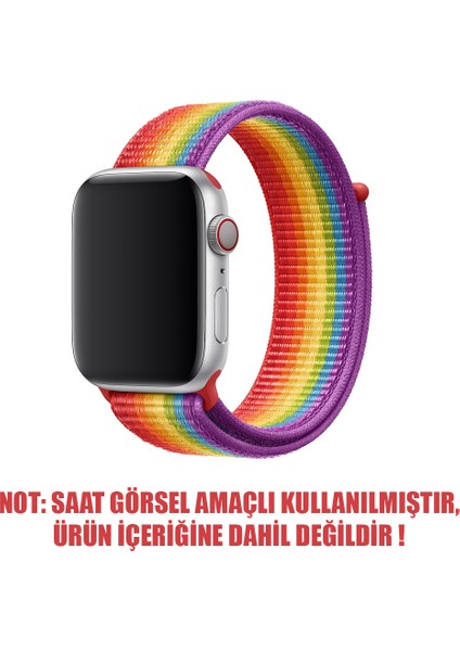 Apple Watch Uyumlu Series 4 44mm Hasırlı Kordon Woven Sport Loop Renkli