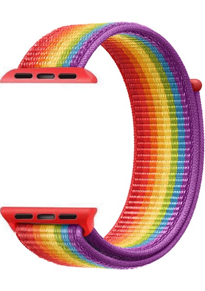 Apple Watch Uyumlu Series 4 44mm Hasırlı Kordon Woven Sport Loop Renkli