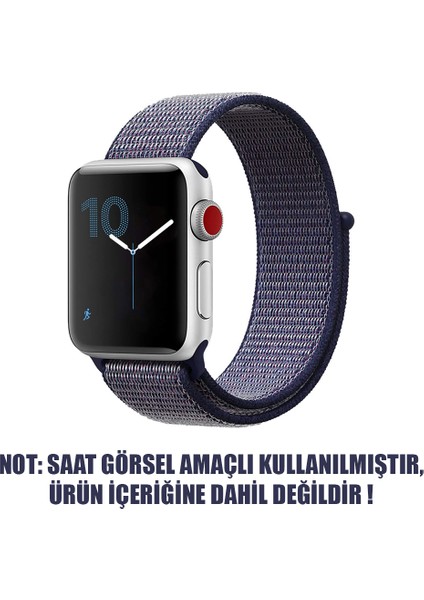 Apple Watch Uyumlu Series 4 44mm Hasırlı Kordon Woven Sport Loop Lacivert