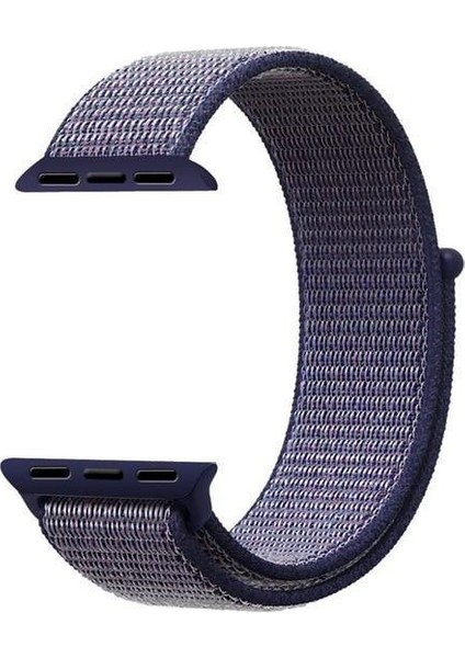 Apple Watch Uyumlu Series 4 44mm Hasırlı Kordon Woven Sport Loop Lacivert