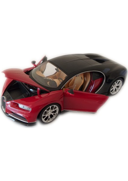 Bugatti Chiron 1/24-27 Ölçek Kırmızı-Siyah Model Oyuncak Araba