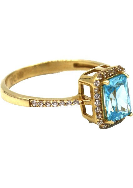 Tekin Gold Aquamarine Taşlı Baget Yüzük