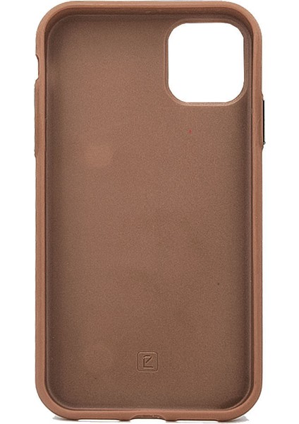 Apple iPhone 11 Pro Max Kılıf Deri Görünüm Kart Gözlü Standlı Arka Kapak Pouch Kahverengi