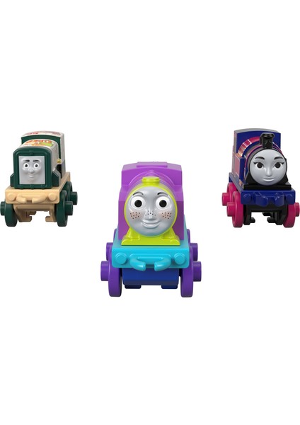 Thomas Mini Serisi Tekli Oyuncak Trenler - 3'lü Set Mor-Pembe-Yeşil Tekerlek GBB49