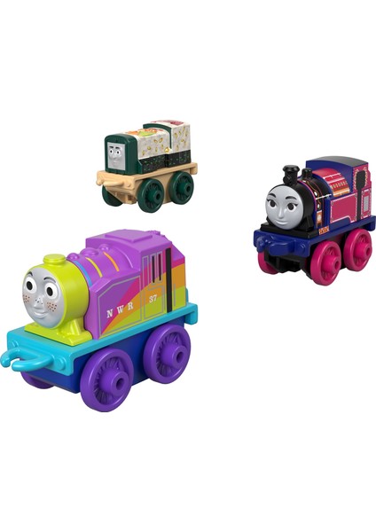 Thomas Mini Serisi Tekli Oyuncak Trenler - 3'lü Set Mor-Pembe-Yeşil Tekerlek GBB49