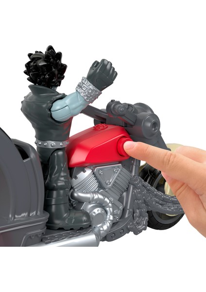 ® Imaginext DC Super Friends™ Özel Araçlar - Lobo & Motorcycle - Dönüşebilir Motosikletli Aksiyon Figür, Bulldog Köpeği Dahil - GKJ24