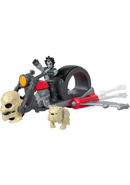 ® Imaginext DC Super Friends™ Özel Araçlar - Lobo & Motorcycle - Dönüşebilir Motosikletli Aksiyon Figür, Bulldog Köpeği Dahil - GKJ24