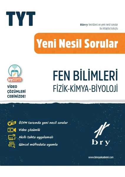 Bry Birey Eğitim Yayınları TYT Yeni Nesil Sorular Fen Bilimleri (Fizik-Kimya-Biyoloji)