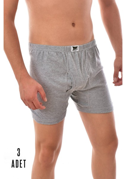 3 Adet Erkek Paçalı Boxer Gri 0111