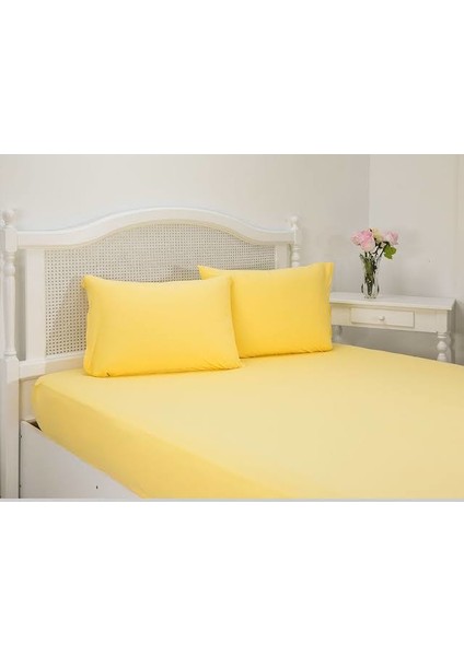 Çift Kişilik Penye Lastikli Çarşaf-160 x 200 cmSarı