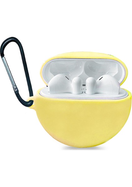 Huawei Freebuds 3 Kılıf Smooth Matte TPU Çengelli Sarı