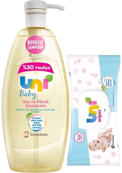 Şampuan 900 ml + Uni Baby Wipes Islak Havlu Hediyeli