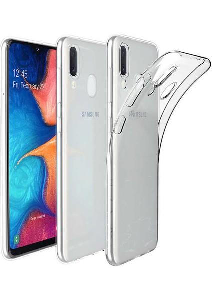 Samsung Galaxy A20e Kılıf Darbe Emici Süper Silikon Kılıf Şeffaf + Tam Kaplayan 5D Cam Ekran Koruyucu
