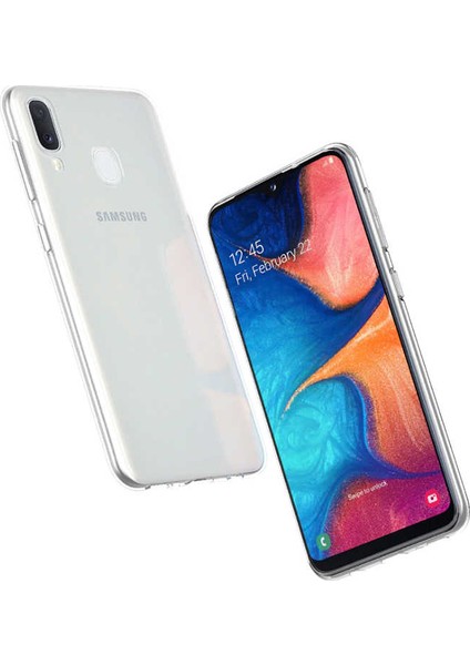 Samsung Galaxy A20e Kılıf Darbe Emici Süper Silikon Kılıf Şeffaf + Tam Kaplayan 5D Cam Ekran Koruyucu