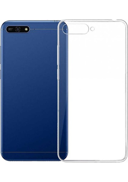 Huawei Y7 2018 Kılıf Darbe Emici Süper Silikon Kılıf Şeffaf + Tam Kaplayan 5D Cam Ekran Koruyucu