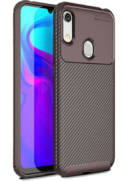 Huawei Y6s 2019 Kılıf Karbon Desenli Lux Negro Silikon Kahverengi