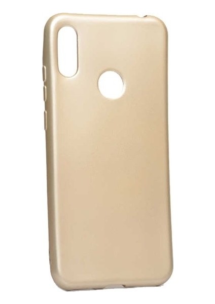 Huawei Y6s 2019 Kılıf Mat Premium Silikon Kılıf Gold + Tam Kaplayan 5D Cam Ekran Koruyucu