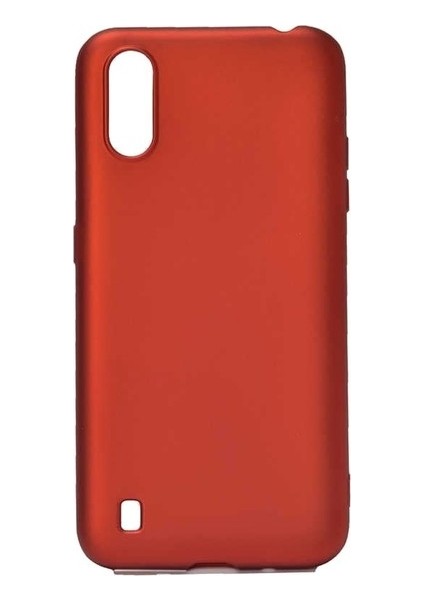 Samsung Galaxy A01 Kılıf Mat Premium Silikon Kılıf Kırmızı + Tam Kaplayan 6D Nano Ekran Koruyucu