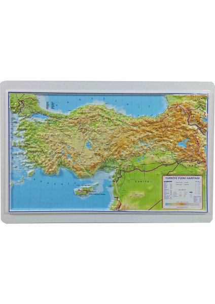 Kabartmalı Sert Plastik 29x44 cm Türkiye Fiziki Haritası - 1 Adet