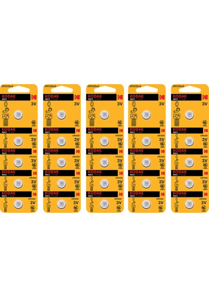 25 Adet CR1220 Max Lityum Para Pil