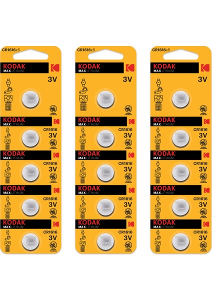 15 Adet CR1616 Max Lityum Para Pil