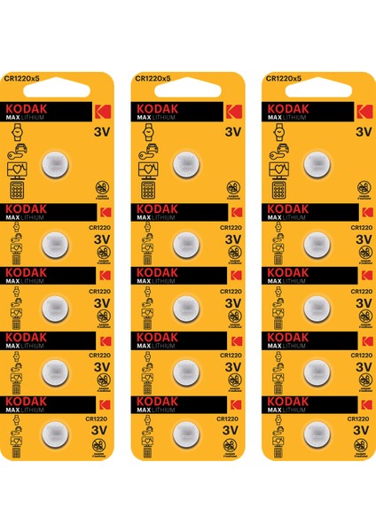 15 Adet CR1220 Max Lityum Para Pil