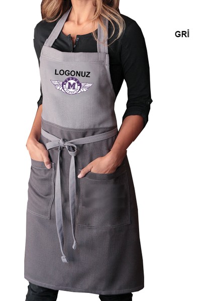 Nakışlı Boyundan Askılı Mutfak İş Önlüğü Barista Master Chef Garson Kuaför Tattoo Önlük