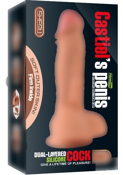 19 cm Ekstra Yumuşak Çift Katmanlı Özel Silikon Dokuda Realistik Penis