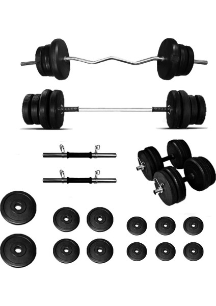 spor Halter-Dambıl Seti Z Barlı Ağırlık Seti Vücut Geliştirme Seti 58 kg