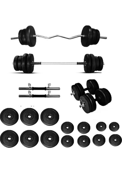 spor Halter-Dambıl Seti Z Barlı Ağırlık Seti Vücut Geliştirme Seti 98 kg