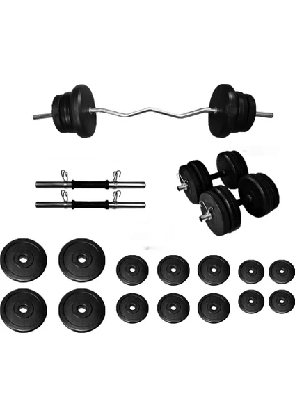 Borçinspor Z Bar Dambıl Seti Ağırlık Seti Vücut Geliştirme Seti 75 kg