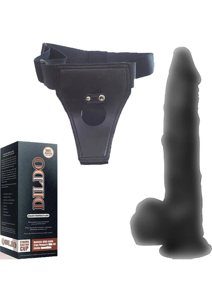 Dildo Series Siyah Hero 23 cm Belden Bağlamalı Realistik Penis