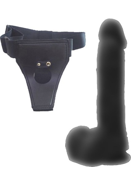Dildo Series Siyah Wolf King 22 cm Belden Bağlamalı Realistik Penis
