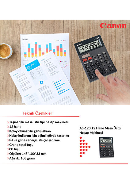 As-120 12 Hane Masaüstü Hesap Makinesi