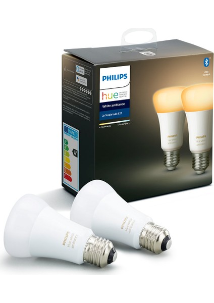 Hue Beyaz Ambiyans Akıllı Ampul 2'li Ekopaket E27 Bluetooth