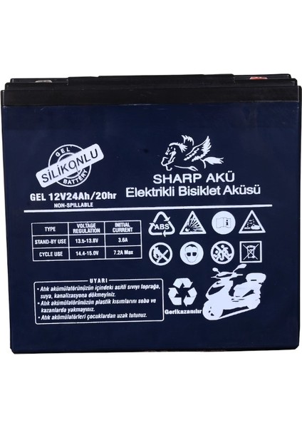 Sharp  12V 24 Ah Akü Elektrikli Motorsiklet Aküsü Jel Akü