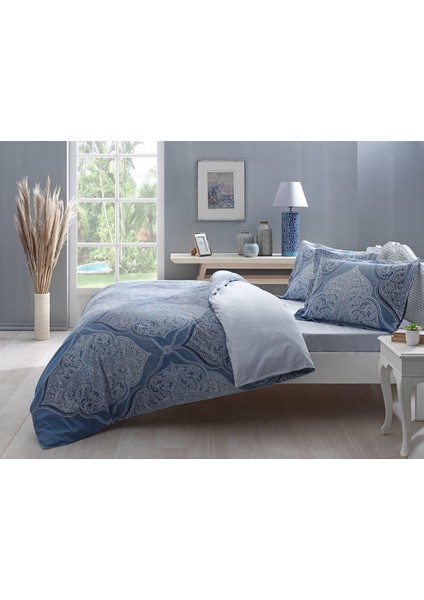 Çift Kişilik Saten Nevresim Takımı-Yasmin Turkuaz