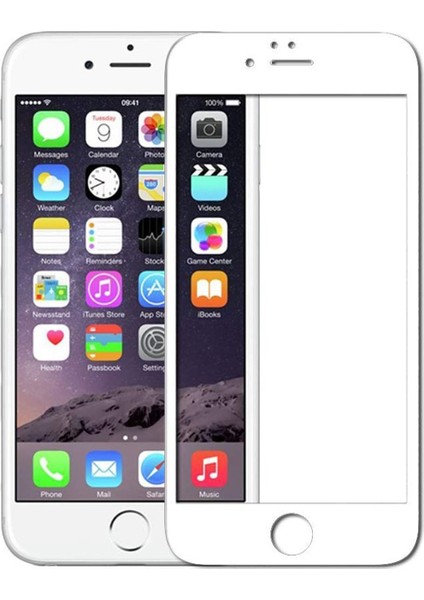 Apple iPhone 8 Plus 5D Tam Kaplayan Ekran Koruyucu Cam Beyaz