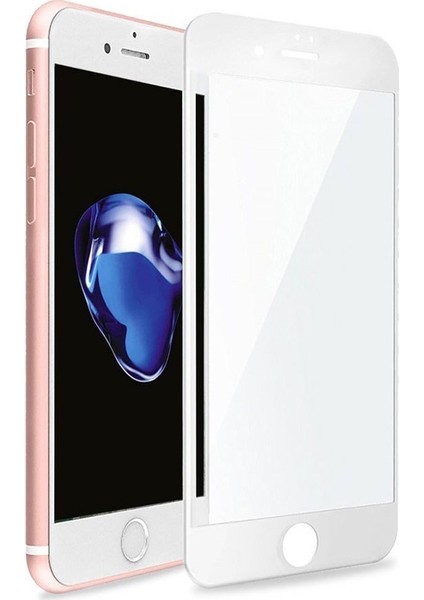 Apple İphone 6 Plus 5D Tam Kaplayan Ekran Koruyucu Cam Beyaz