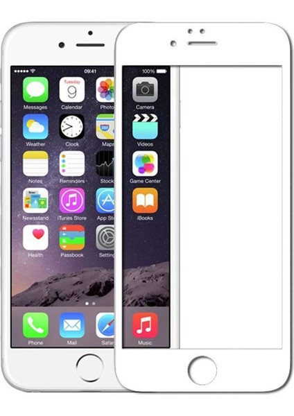 Apple iPhone 6S Plus 5D Tam Kaplayan Ekran Koruyucu Cam Beyaz