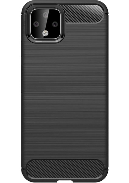 Google Pixel 4 XL Brushed Carbon Fiber Silikon Kılıf - Siyah